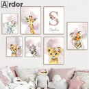 Axyaa Jungle Animals Nursery Posters Set - Kids Room Wall Art Canvas Painting