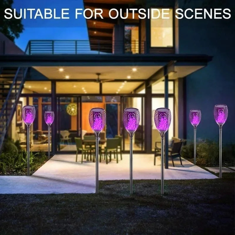 Solar Flame Torch Lights by Axyaa: Waterproof Flickering Outdoor Garden Decor