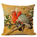 Axyaa Elegant Floral Bird Pattern Linen Cushion Cover 45x45cm for Living Room Sofa