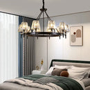 Axyaa Retro Matte Black Metal Crystal Chandelier Pendant Lights