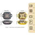 Axyaa Bohemian Style Ceramic Pasta Dish 9-Inch Salad Plate with Double Ear.
