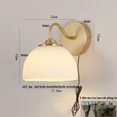 Axyaa Modern White Glass LED Wall Sconce with Pull Chain Switch