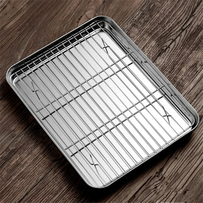 Axya Stainless Steel Baking Tray Set with Removable Cooling Rack