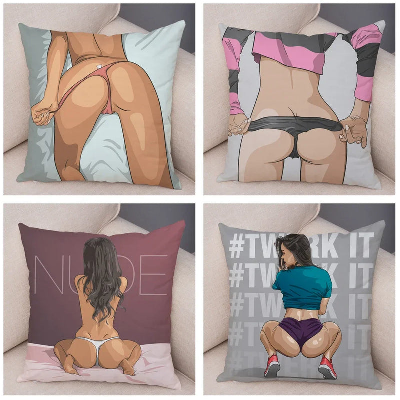 Axyaa Cartoon Lady Chest Decorative Pillowcase - Fashion Girl Design