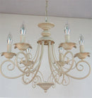 Axyaa Vintage Wrought Iron Chandelier Black Beige Metal Hanging Lamp
