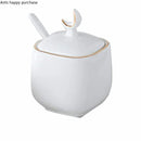 Axya White Ceramic Seasoning Set:  Oil, Vinegar, Sugar Bowl & Spice Jar Pack