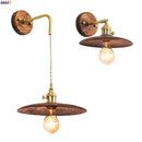 Axyaa Nordic Wood LED Wall Lamp with Pull Chain Switch