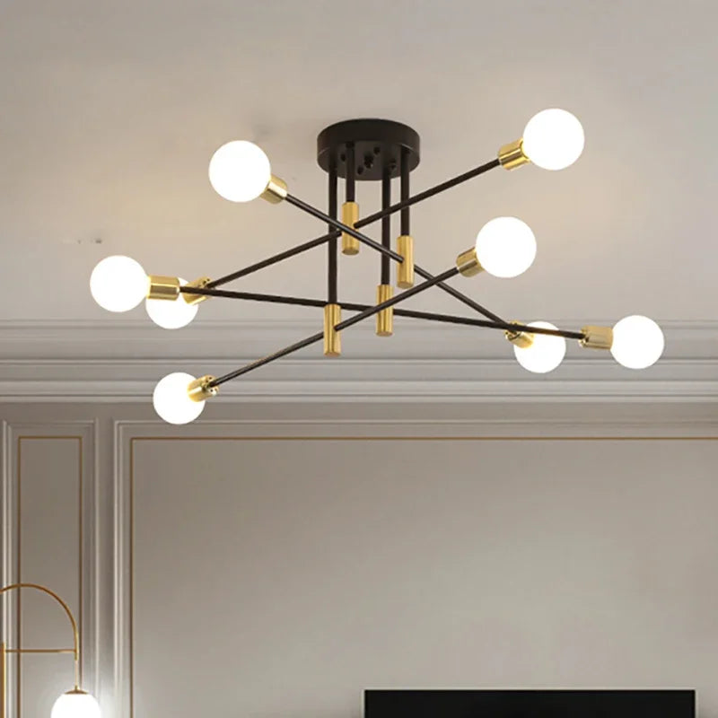 Axya Multi-Head Chandelier: Modern E27 Pendant Lamp for Living/Dining/Bedroom