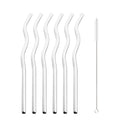 Axyaa Wave Line Stainless Steel Drinking Straws - 6Pcs Smoothie Juice Cocktail Straws