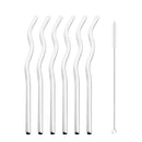Axyaa Wave Line Stainless Steel Drinking Straws - 6Pcs Smoothie Juice Cocktail Straws