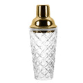 Axyaa Crystal Cocktail Shaker: 17oz Martini Shaker with Metallic Lid & Strainer