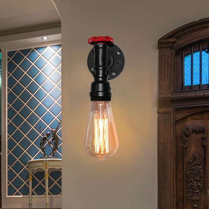 Axyaa Retro Iron Water Pipe Wall Light for Industrial Loft Decor