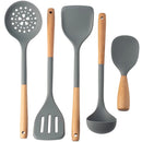 Axyaa Silicone Kitchen Utensils Set with Wooden Handle - Non-stick Cookware Tools