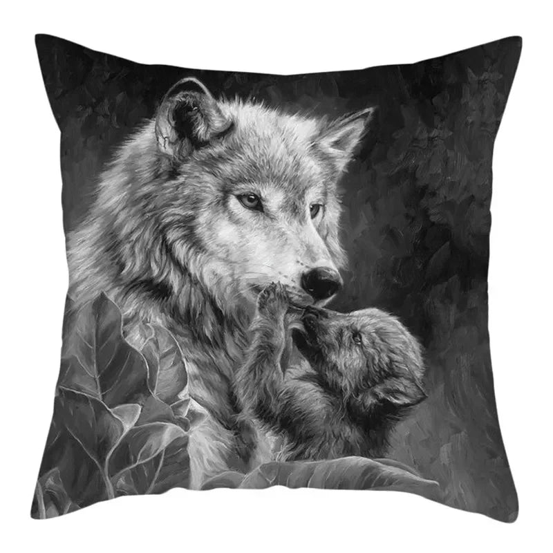 Axyaa Wildlife Wolf Decorative Pillow Sleeve for Home and Office Décor