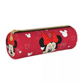 Axyaa Leather Pencil Case Mickey Minnie Mouse Design Big Capacity Zipper School Stationery