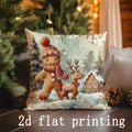 Axyaa Christmas Animal & Santa Pillow Cover for Sofa, Bedroom, Car