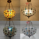 Axyaa Stained Glass Pteris Pendant Lamp Chandelier - Decorative Ceiling Hanging Light