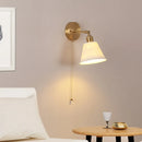 Axyaa Copper LED Wall Light Pull Chain Switch Modern Ceramic Bedside Lamp