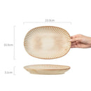 Axyaa Oval Coarse Pottery Plate with Retro-style Relief Pattern