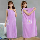 Axyaa Women's Cotton Bath Towel Wrap Skirt Absorbent Long Style Bathrobe