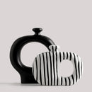 Zebra Stripes Ceramic Vase with Artificial Flowers - Axyaa Modern Floral Room Decor