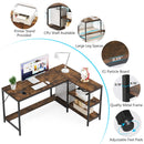 Axyaa L-Shaped Desk with Shelves: Reversible, Multi-Functional Gaming & Workstation for Home Office