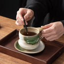 Axyaa Nordic Travel Coffee Cup & Saucer Set - Vintage Ceramic Koffie Afternoon Tea Milk Cup