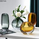 Axyaa Elegant Glass Vase for Home Decor and Flower Arrangement