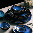 Axyaa Blue Ceramic Tableware Set - Steak Plate, Salad Bowl, Fish Plate, Sauce Dish