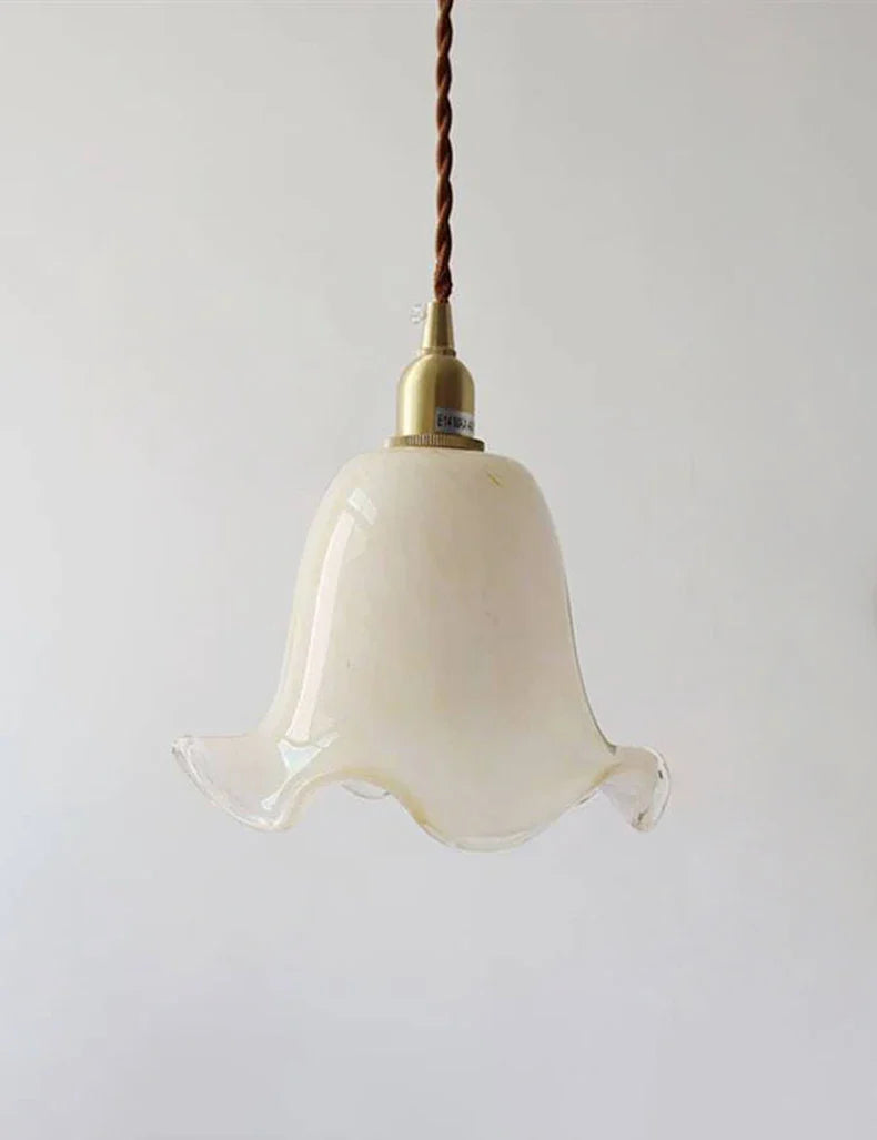 Axyaa French Glass Pendant Lamp Luxury Brass Bedroom Light