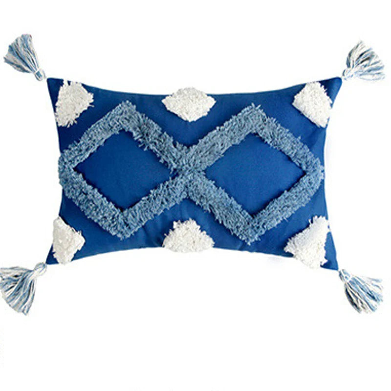 Navy Blue Cotton Throw Pillow Case 30x50/45x45cm - Axyaa Home Decor