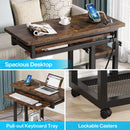 Axyaa Portable Laptop Table with Power Outlet & Adjustable Height on Wheels