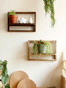 Axyaa Rustic Wood Floating Wall Shelves for Decorative Storage and Display