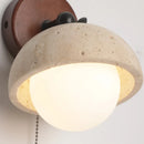 Axyaa Mid Century LED Wall Lights, Yellow Travertine Finish, Pull Chain Switch