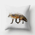 Fox and Bird Polyester Pillowcase by Axyaa: Cartoon Landscape Cushion Cover for Sofa