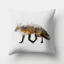 Fox and Bird Polyester Pillowcase by Axyaa: Cartoon Landscape Cushion Cover for Sofa