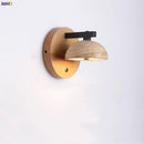 Nordic Black Iron LED Wall Light Fixture by Axyaa: Modern Wood Button Switch Bedside Lamp