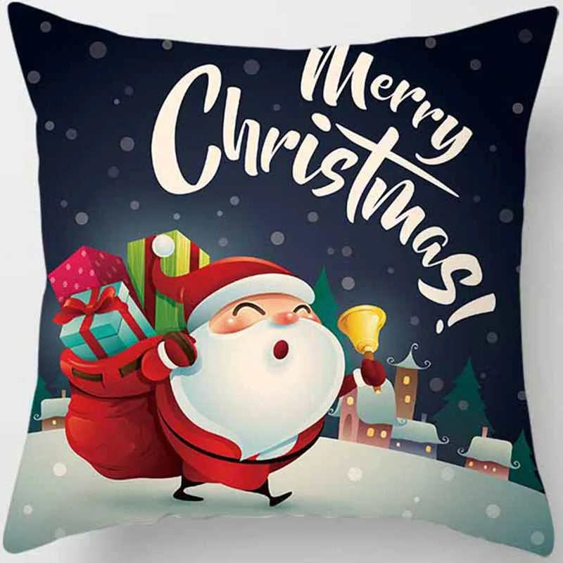 Christmas Elk Print Pillowcase 45x45cm for Sofa, Car, Bedroom & Living Room Decor
