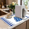 Axyaa Christmas Candy Plaid Silhouette Kitchen Drying Mat