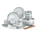 Axya Silver Rim Marble Ceramic Dinnerware Set for Family and Hotel