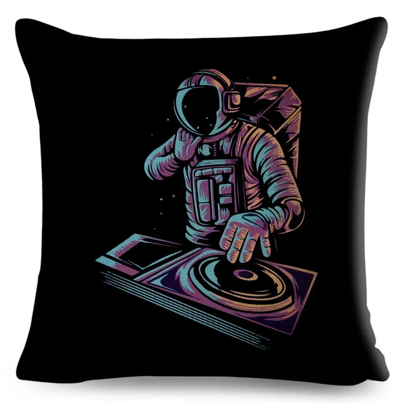 Axyaa Astronaut Sports Cushion: Fun Home Decor for Kids Room, Planet & Music Theme