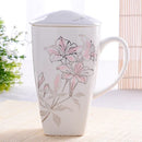 Axyaa Bone  Tumblers with Lid, Cute Floral Big Coffee Cups, Perfect Gift Mug