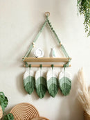 Axyaa Leaf Tassel Macrame Wall Hanging Shelf: Boho Rustic Home Decor for Living Room, Bedroom, Nursery