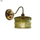 Axyaa Green Glass LED Wall Light with Copper Knob Switch