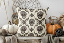 Axyaa Vintage Damask & Skull Pattern Pillow Cover for Sofa, Bedroom & Car