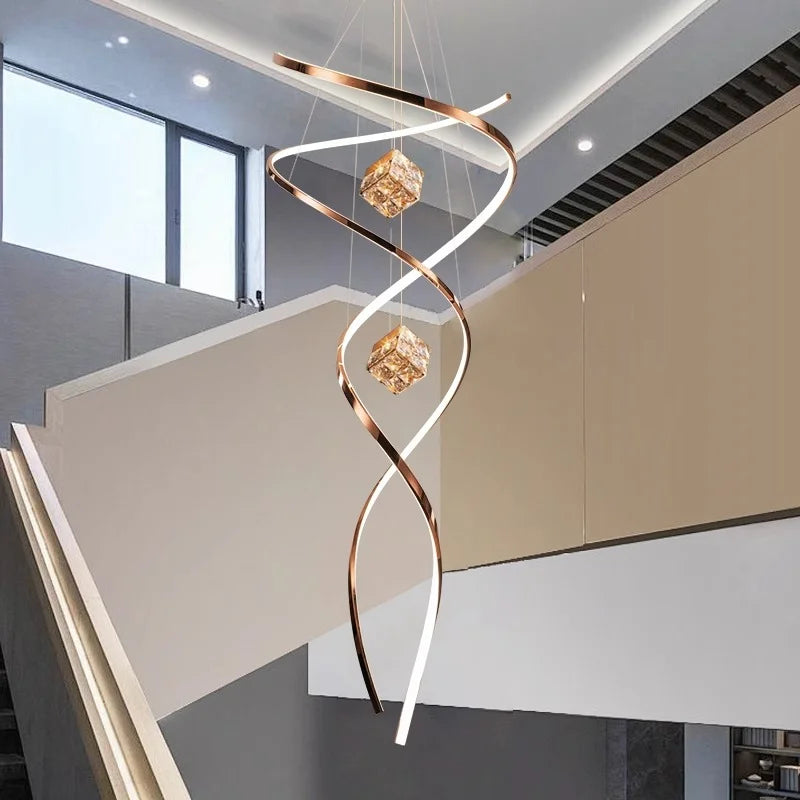 Axyaa Staircase Chandeliers LED Pendant Light Lamps for Living Room Eco-Friendly Lighting