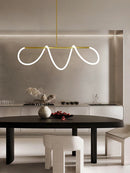 Axyaa Minimalist LED Neon Strip Ceiling Chandeliers in Black/Gold