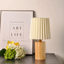 Axyaa Solid Wood Pleated Table Lamp for Bedroom Night Light