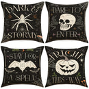 Axyaa Halloween Horror Linen Pillowcase 45x45 - Holiday Cushion Cover for Sofa