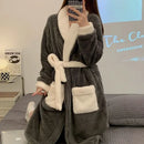 Axyaa Women's Plush Velvet Bathrobe | Warm Winter Dressing Gown & Pajamas